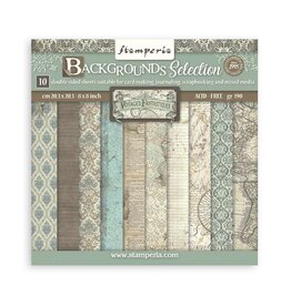 STAMPERIA STAMPERIA VOYAGES FANTASTIQUES BACKGROUNDS SELECTION 8x8 PAPER PACK 10 SHEETS