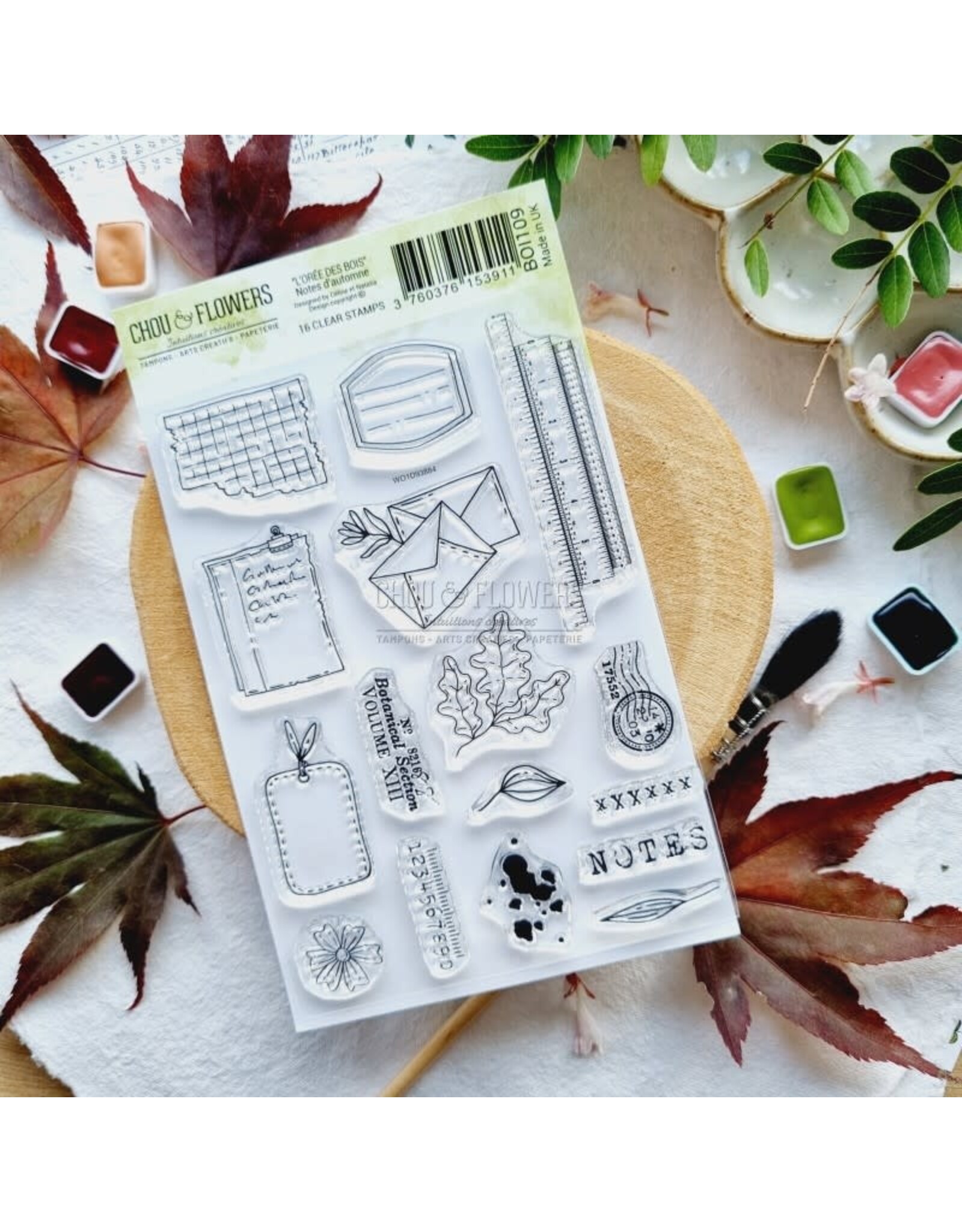 CHOU & FLOWERS CHOU & FLOWERS COLLECTION L'ORÉE DES BOIS NOTES D'AUTOMNE A6 CLEAR STAMP SET