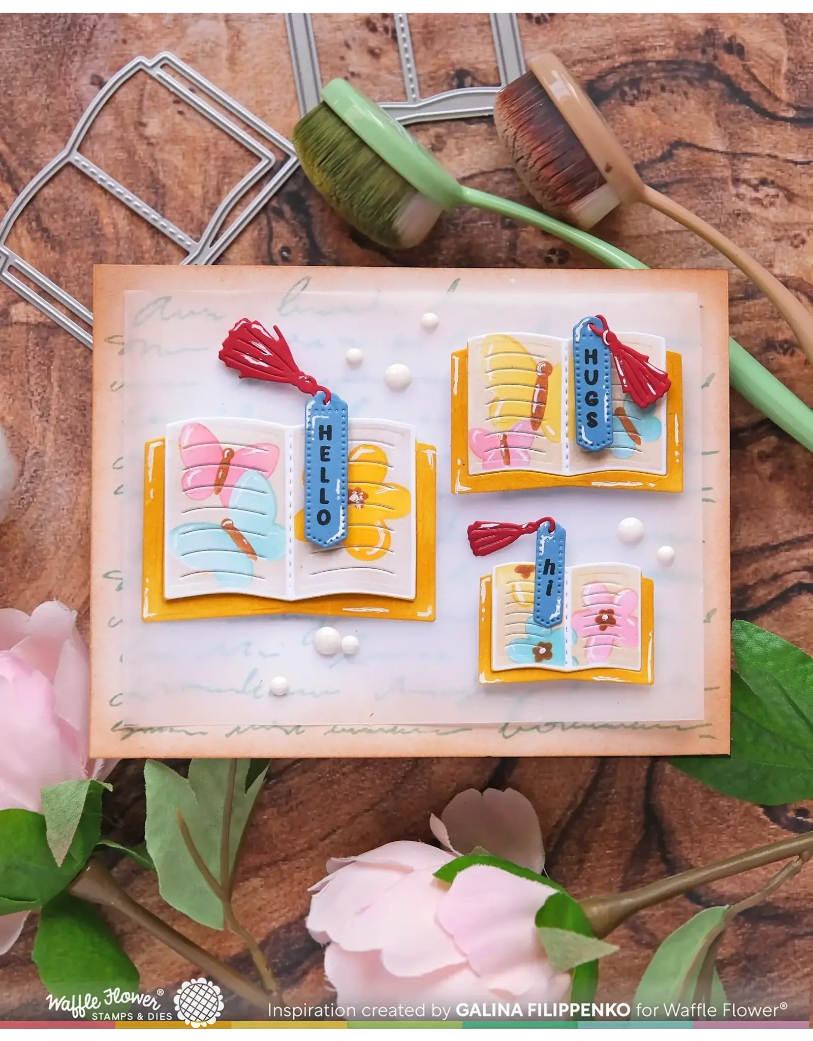 WAFFLE FLOWER WAFFLE FLOWER OPEN BOOK BOOKMARK DIE SET