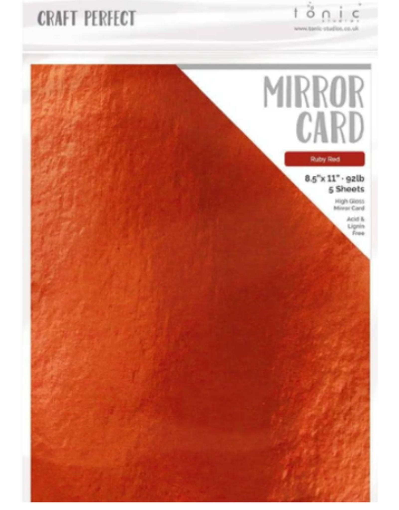 TONIC TONIC STUDIOS MIRROR CARD HIGH GLOSS RUBY RED 8.5X11 5 PK