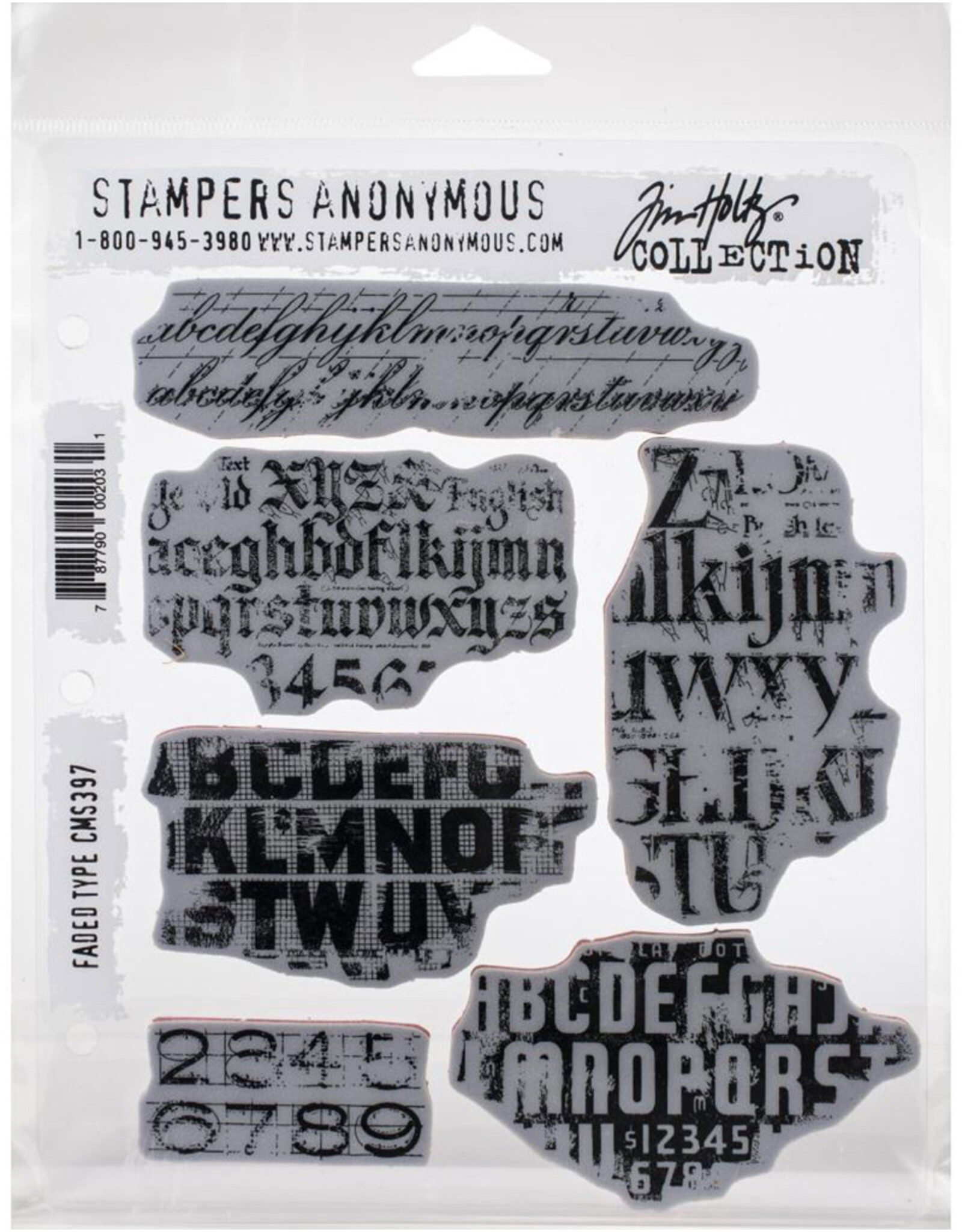 STAMPERS ANONYMOUS STAMPERS ANONYMOUS TIM HOLTZ CLING STAMP FADED TYPE 7''X8.5''