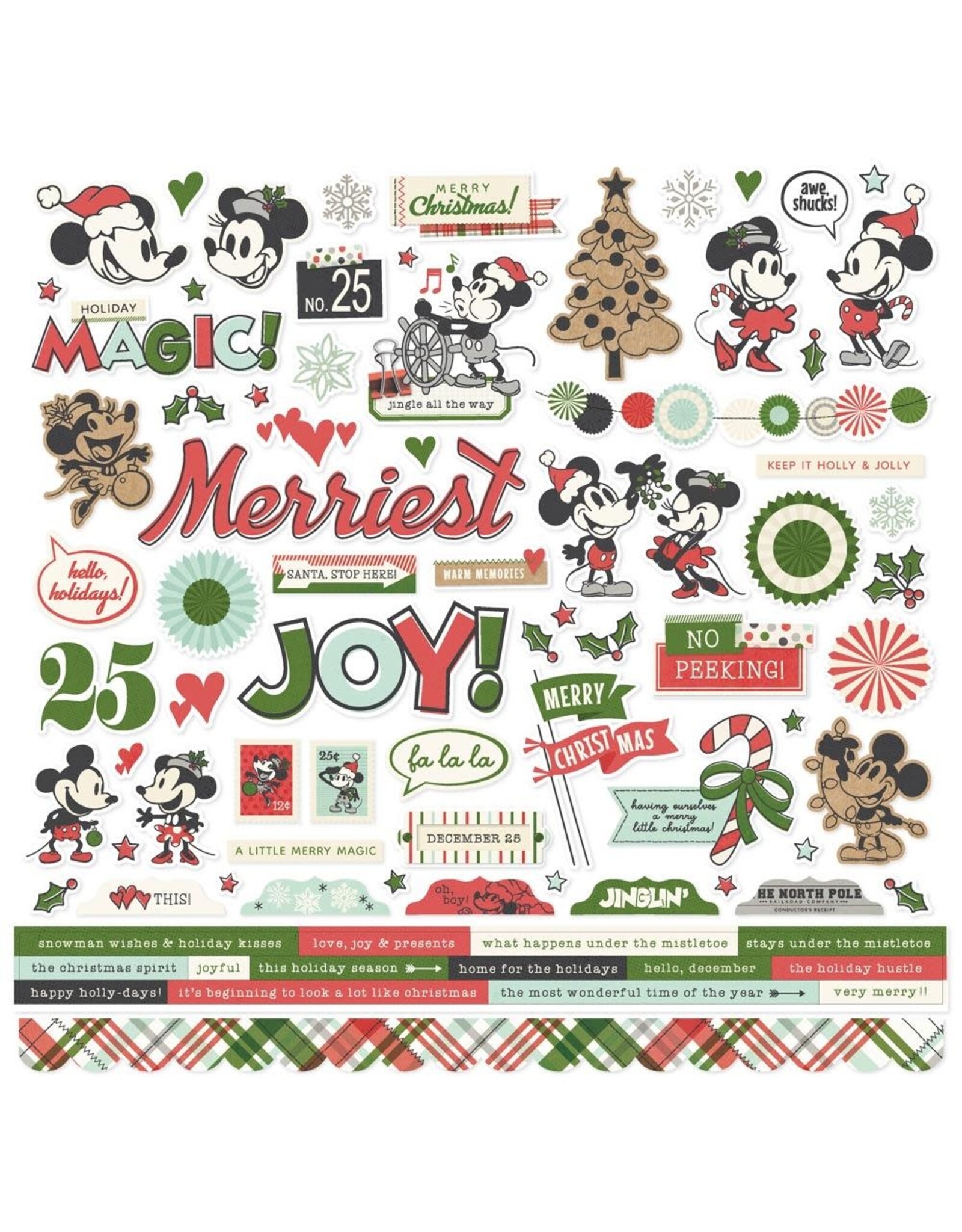 SIMPLE STORIES SIMPLE STORIES SAY CHEESE CLASSIC MOUSE CHRISTMAS 12x12 CARDSTOCK STICKERS