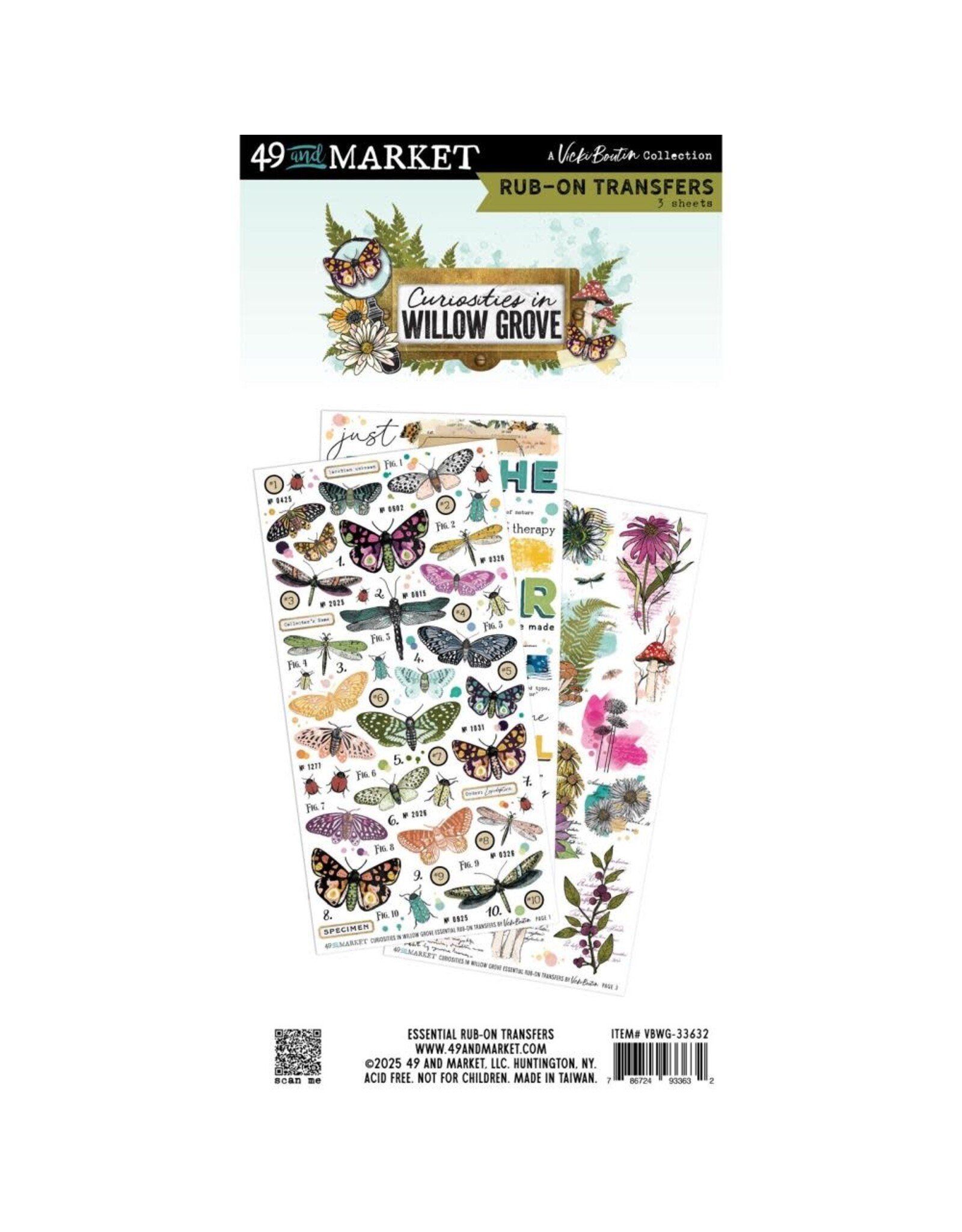 49 AND MARKET 49 AND MARKET CURIOSITIES IN WILLOW GROVE ESSENTIAL 6x12 RUB-ON TRANSFER SET 3/PK