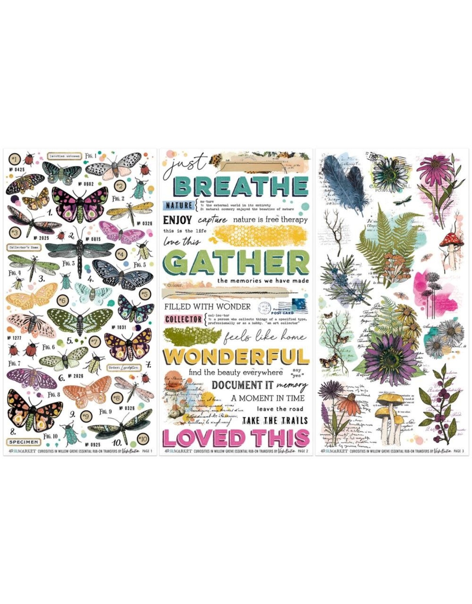 49 AND MARKET 49 AND MARKET CURIOSITIES IN WILLOW GROVE ESSENTIAL 6x12 RUB-ON TRANSFER SET 3/PK
