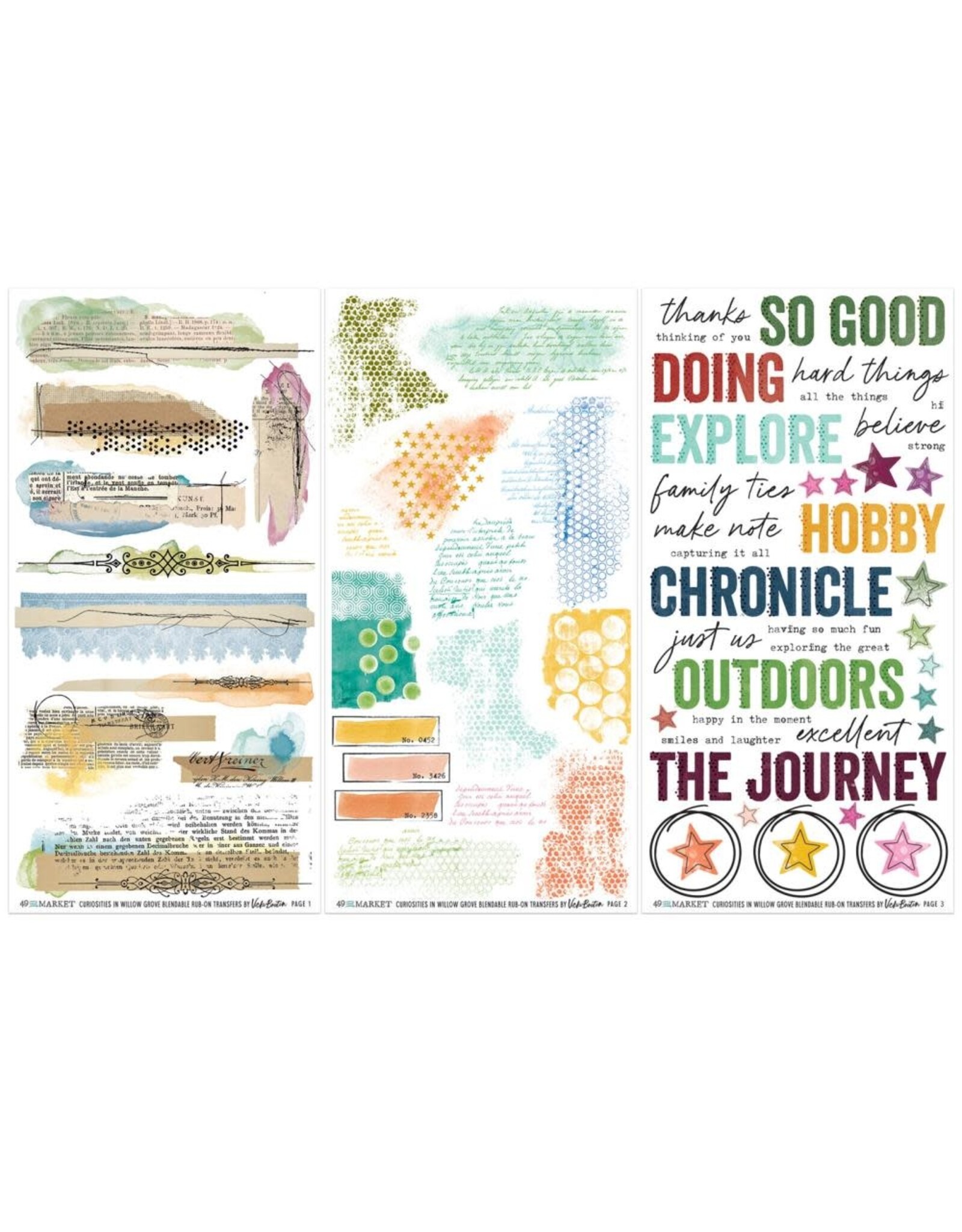 49 AND MARKET 49 AND MARKET CURIOSITIES IN WILLOW GROVE BLENDABLE 6x12 RUB-ON TRANSFER SET 3/PK