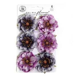 PRIMA PRIMA BEWITCHED MOONLIT PETALS PAPER FLOWERS 6/PK