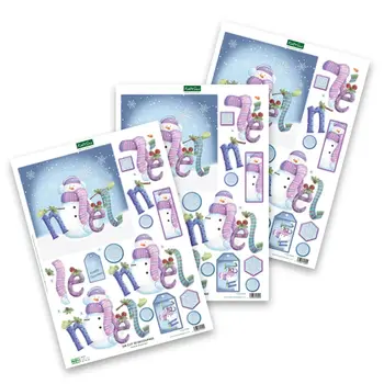 KATY SUE KATY SUE NOEL & SNOWMAN DIE CUT 3D DECOUPAGE 3/PK