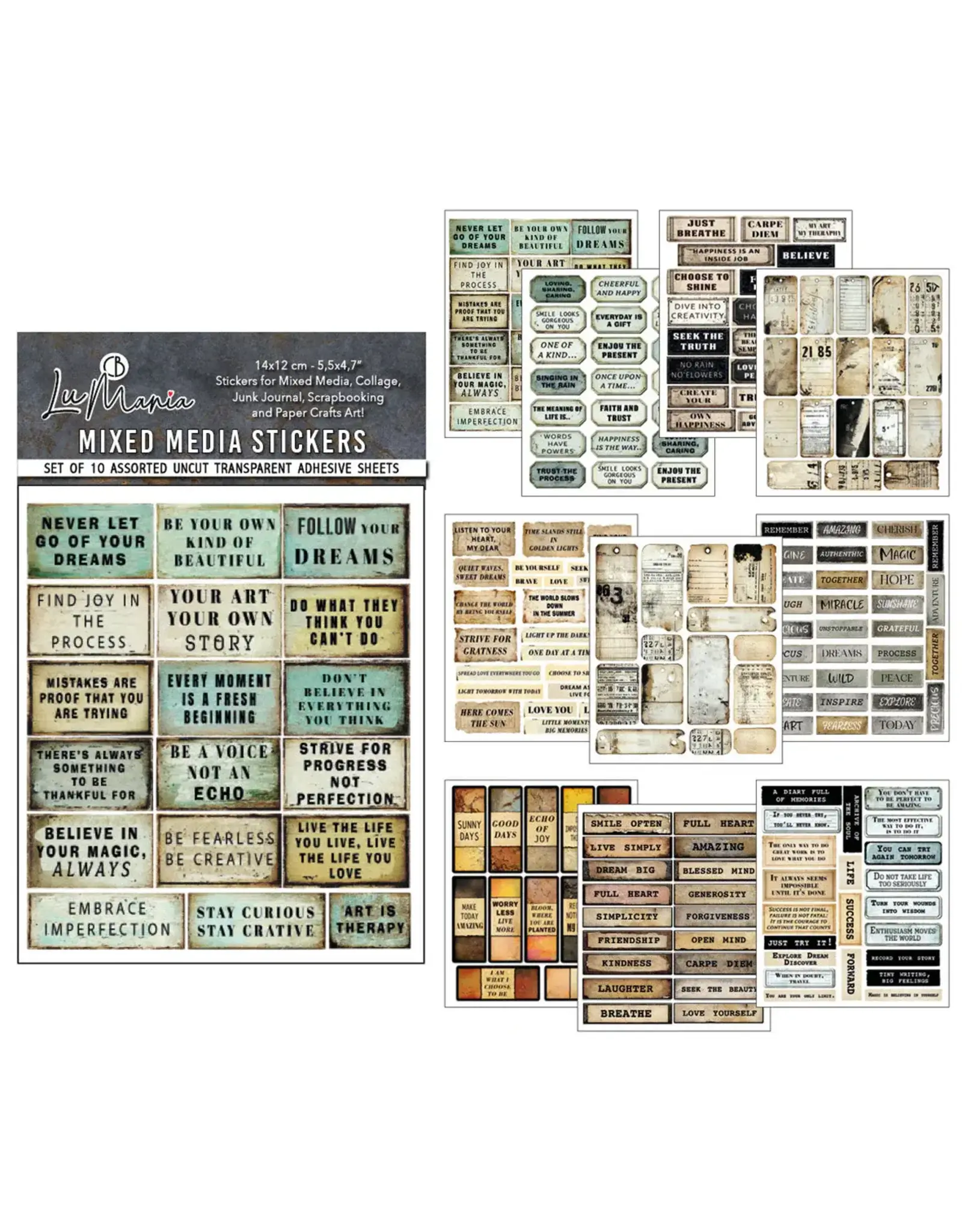 CIAO BELLA CIAO BELLA MIXED MEDIA STICKER KIND THOUGHTS 10/PK