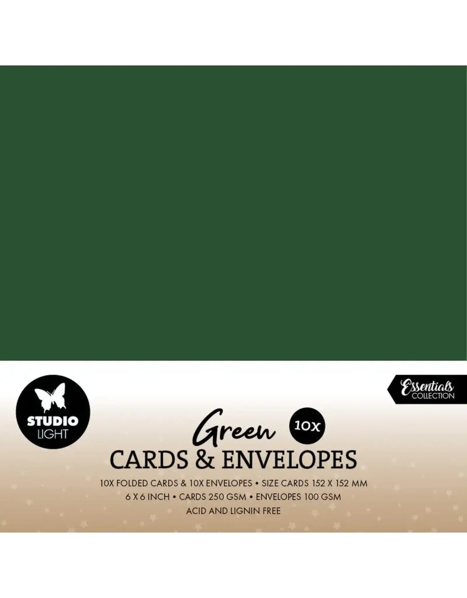 STUDIOLIGHT STUDIOLIGHT ESSENTIALS COLLECTION CHRISTMAS GREEN CARDS & ENVELOPES 6x6