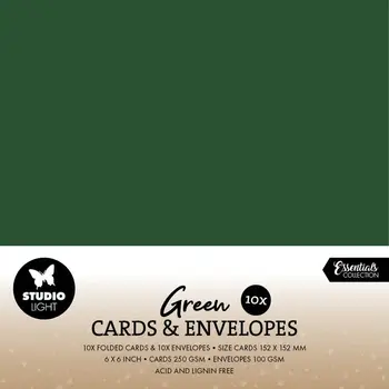 STUDIOLIGHT STUDIOLIGHT ESSENTIALS COLLECTION CHRISTMAS GREEN CARDS & ENVELOPES 6x6