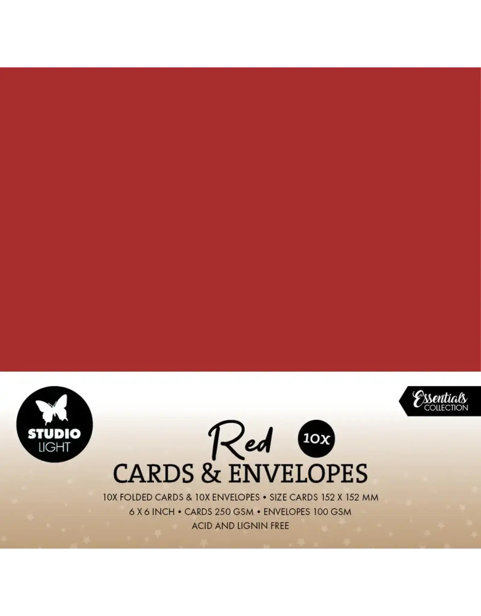 STUDIOLIGHT STUDIOLIGHT ESSENTIALS COLLECTION CHRISTMAS RED CARDS & ENVELOPES 6x6