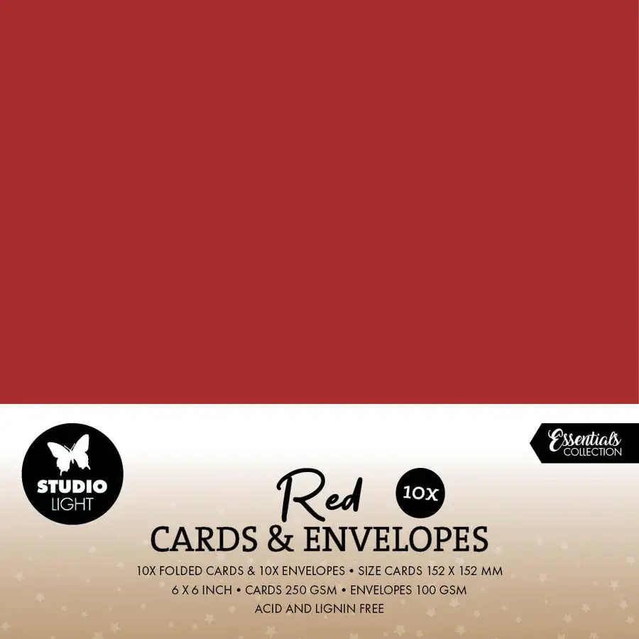 STUDIOLIGHT STUDIOLIGHT ESSENTIALS COLLECTION CHRISTMAS RED CARDS & ENVELOPES 6x6