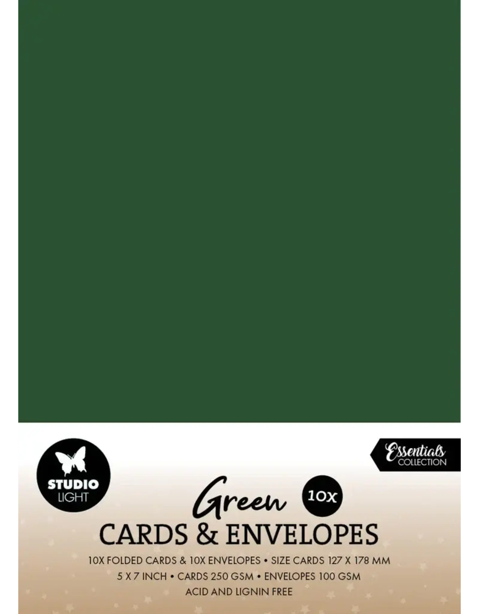 STUDIOLIGHT STUDIOLIGHT ESSENTIALS COLLECTION CHRISTMAS GREEN CARDS & ENVELOPES 5x7