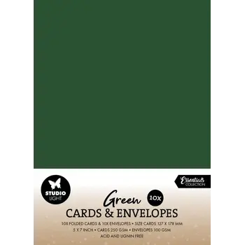 STUDIOLIGHT STUDIOLIGHT ESSENTIALS COLLECTION CHRISTMAS GREEN CARDS & ENVELOPES 5x7