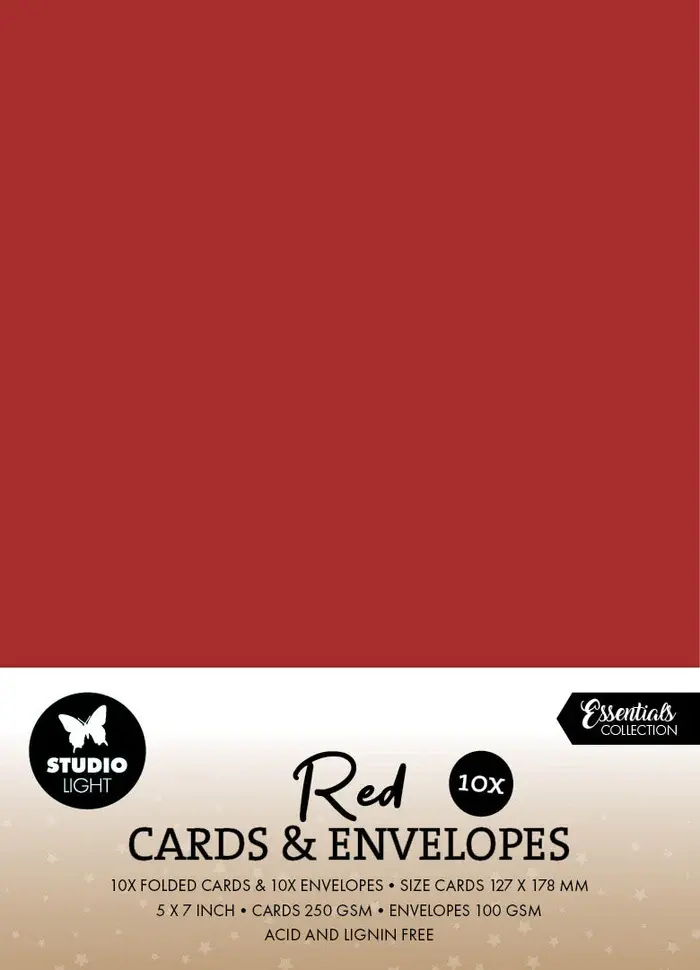 STUDIOLIGHT STUDIOLIGHT ESSENTIALS COLLECTION CHRISTMAS RED CARDS & ENVELOPES 5x7