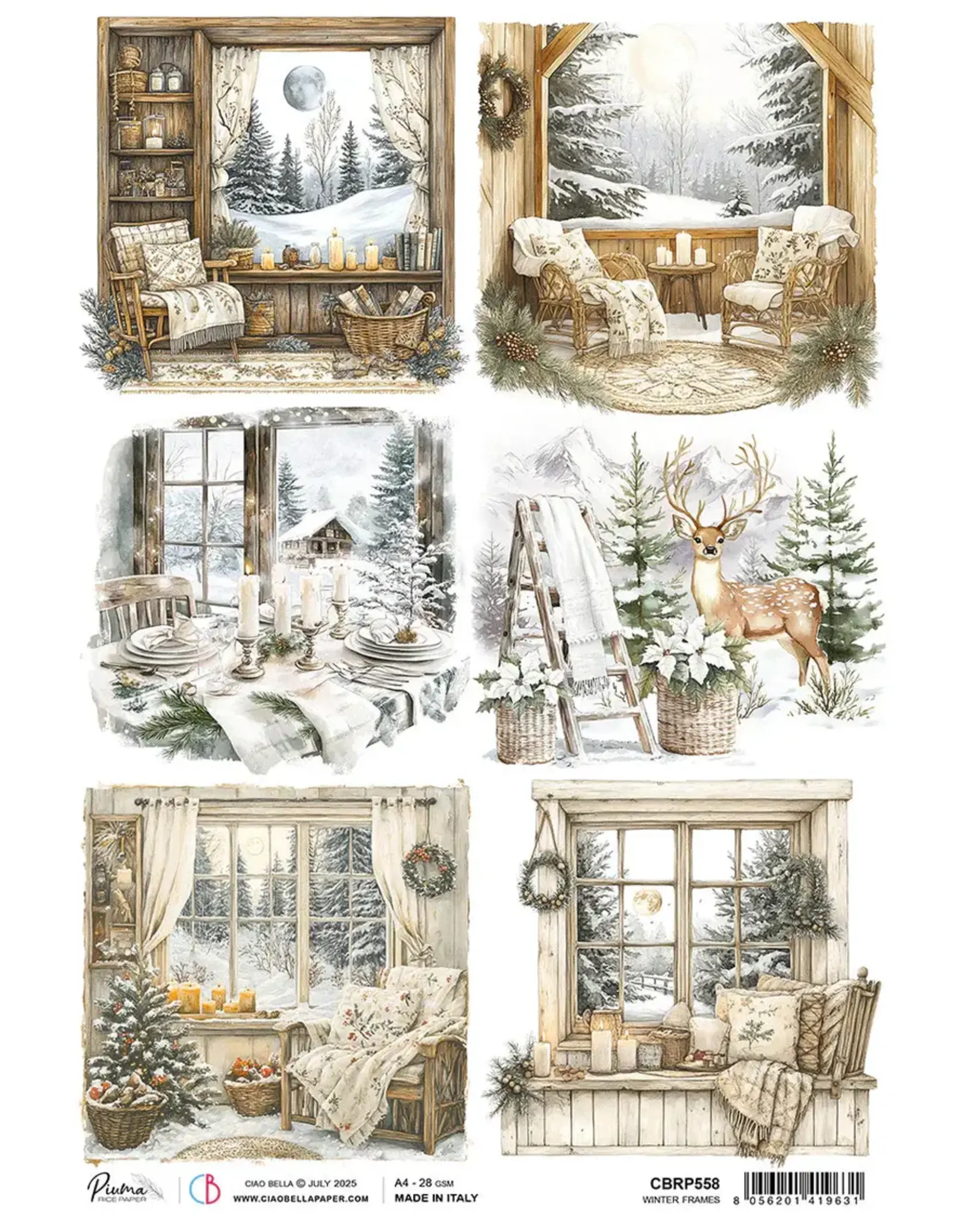 CIAO BELLA CIAO BELLA WINTER SEASON WINTER FRAMES A4 RICE PAPER