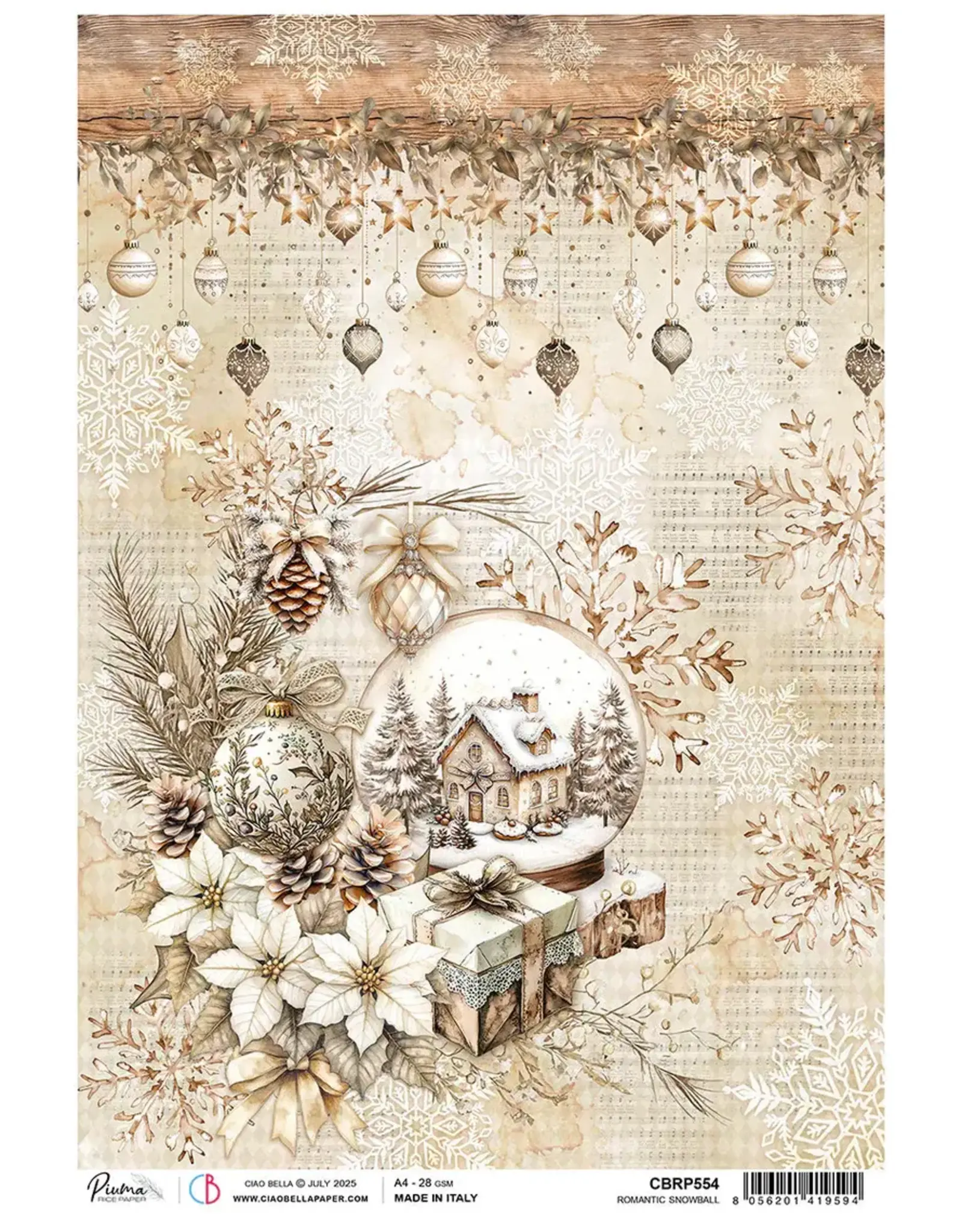 CIAO BELLA CIAO BELLA WINTER SEASON ROMANTIC SNOWBALL A4 RICE PAPER