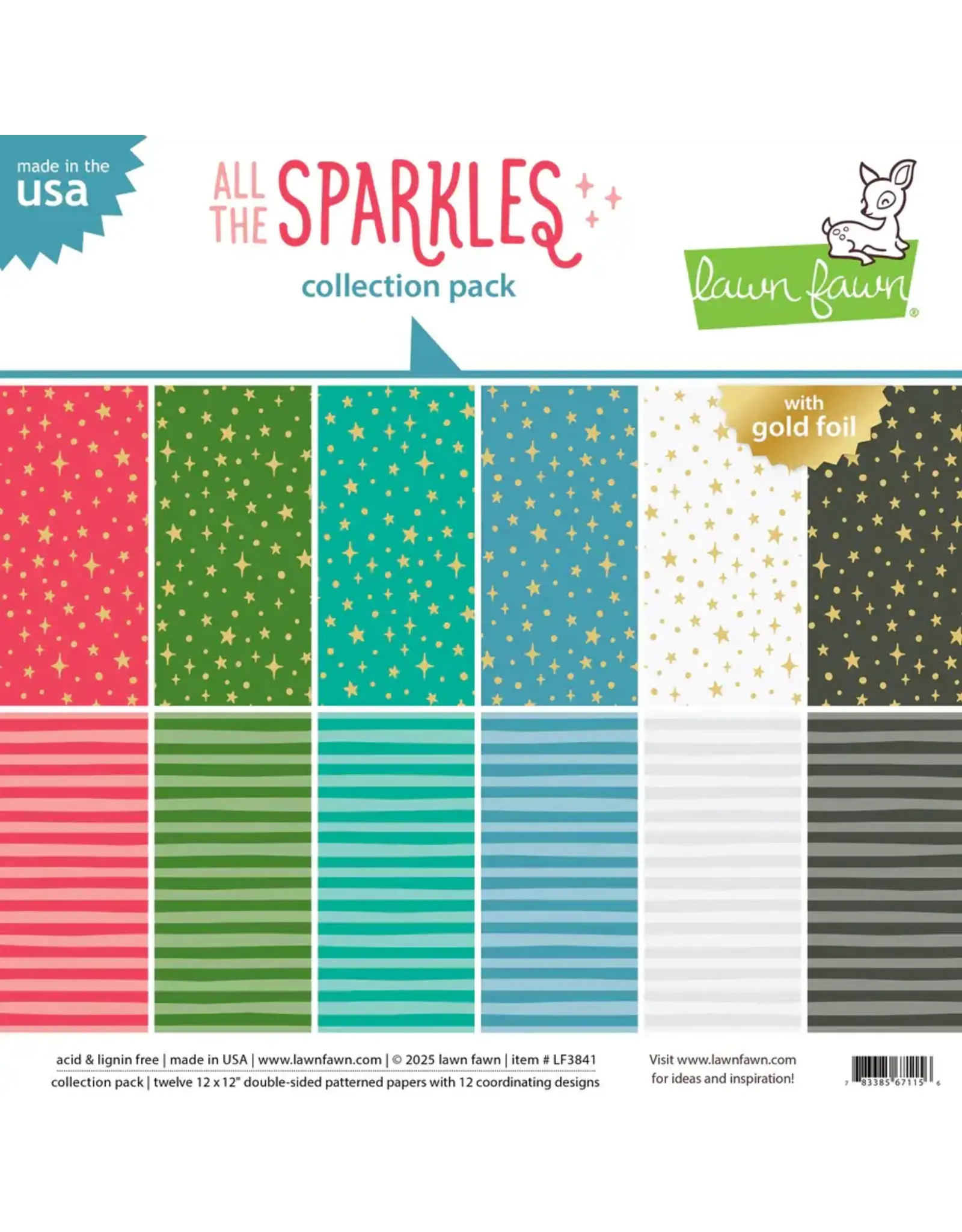 LAWN FAWN LAWN FAWN ALL THE SPARKLES 12x12 COLLECTION PACK 12 SHEETS