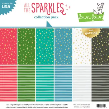LAWN FAWN LAWN FAWN ALL THE SPARKLES 12x12 COLLECTION PACK 12 SHEETS