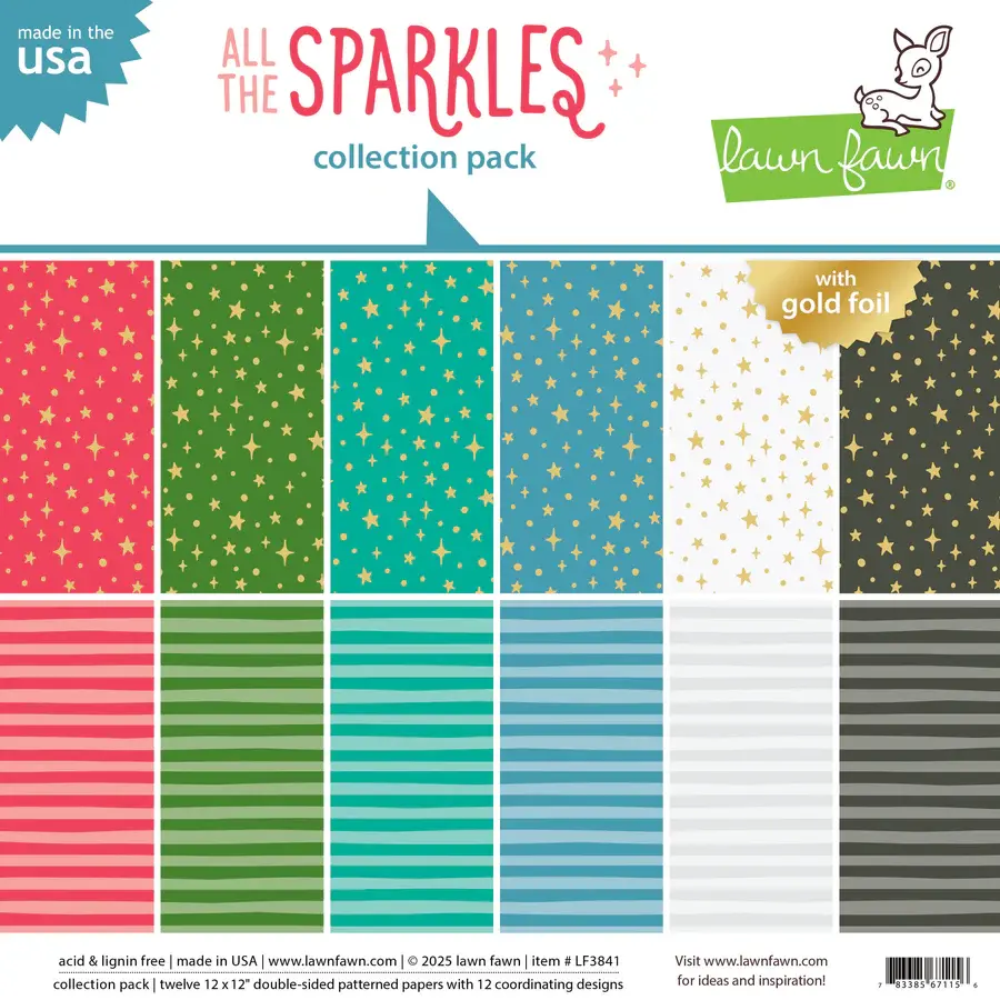 LAWN FAWN LAWN FAWN ALL THE SPARKLES 12x12 COLLECTION PACK 12 SHEETS