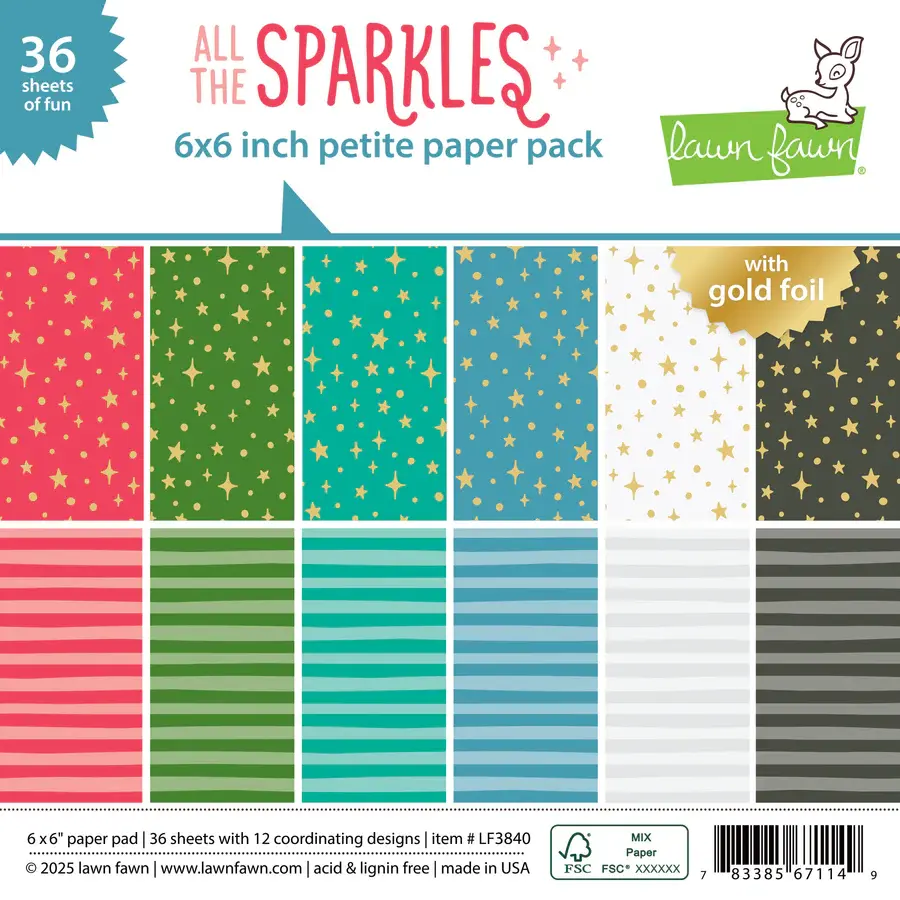 LAWN FAWN LAWN FAWN ALL THE SPARKLES 6x6 PETITE PAPER PACK 36 SHEETS