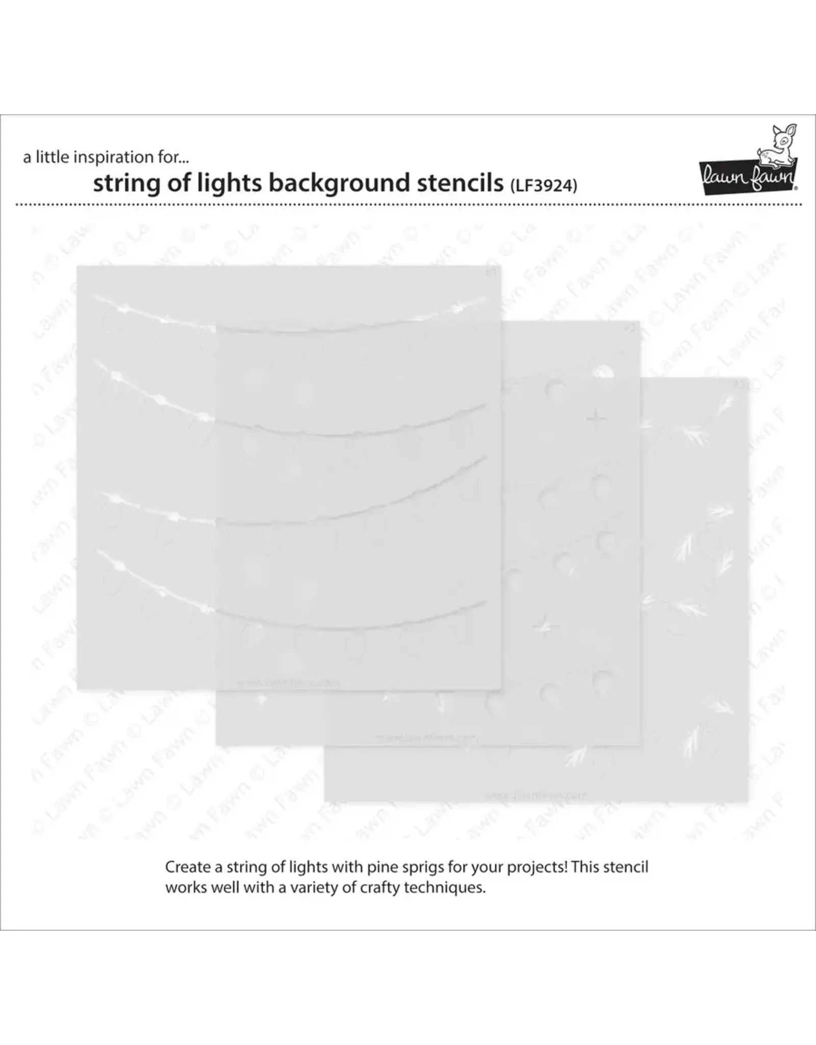 LAWN FAWN LAWN FAWN STRING OF LIGHTS 6x6 BACKGROUND STENCIL SET 3/PK