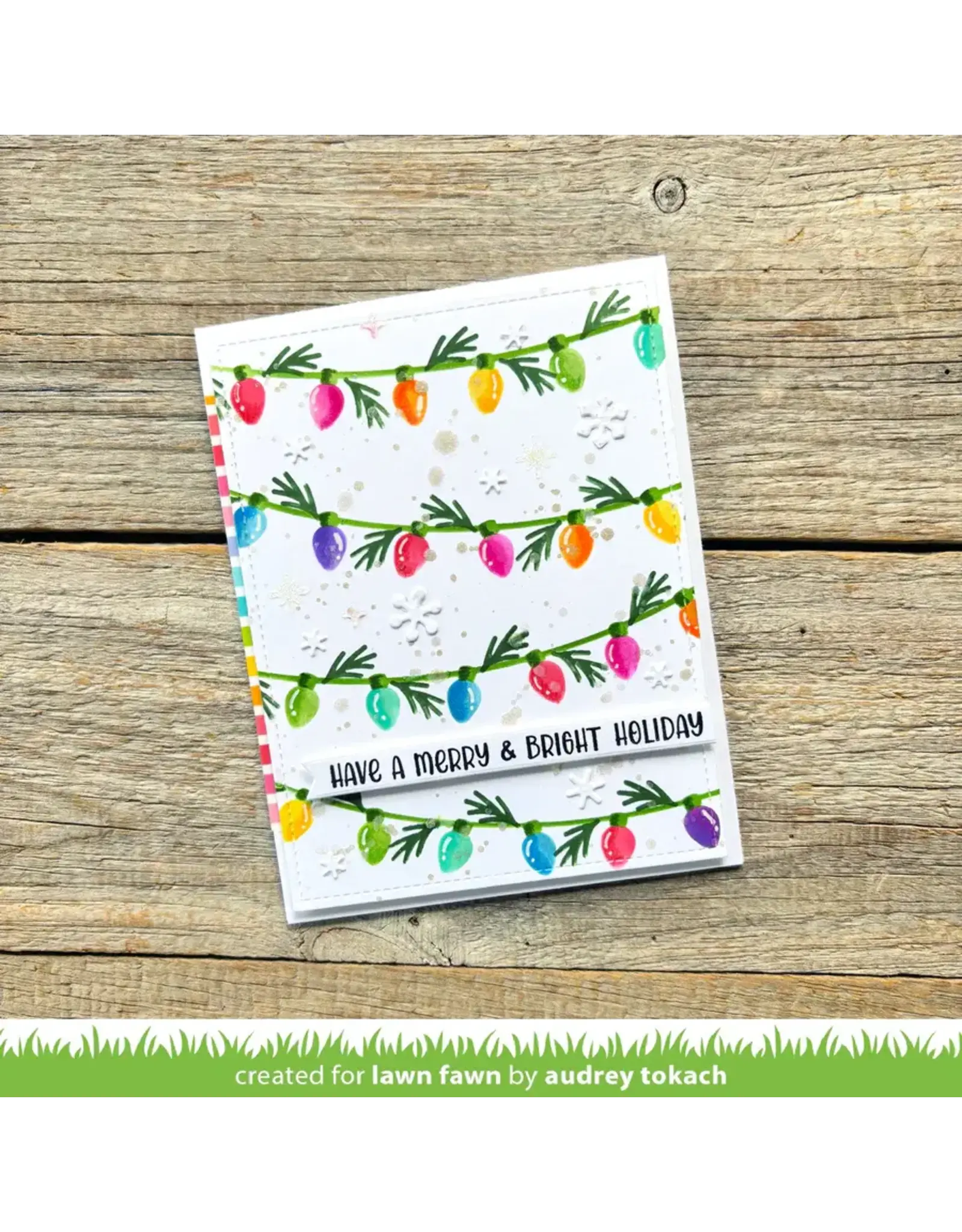 LAWN FAWN LAWN FAWN STRING OF LIGHTS 6x6 BACKGROUND STENCIL SET 3/PK