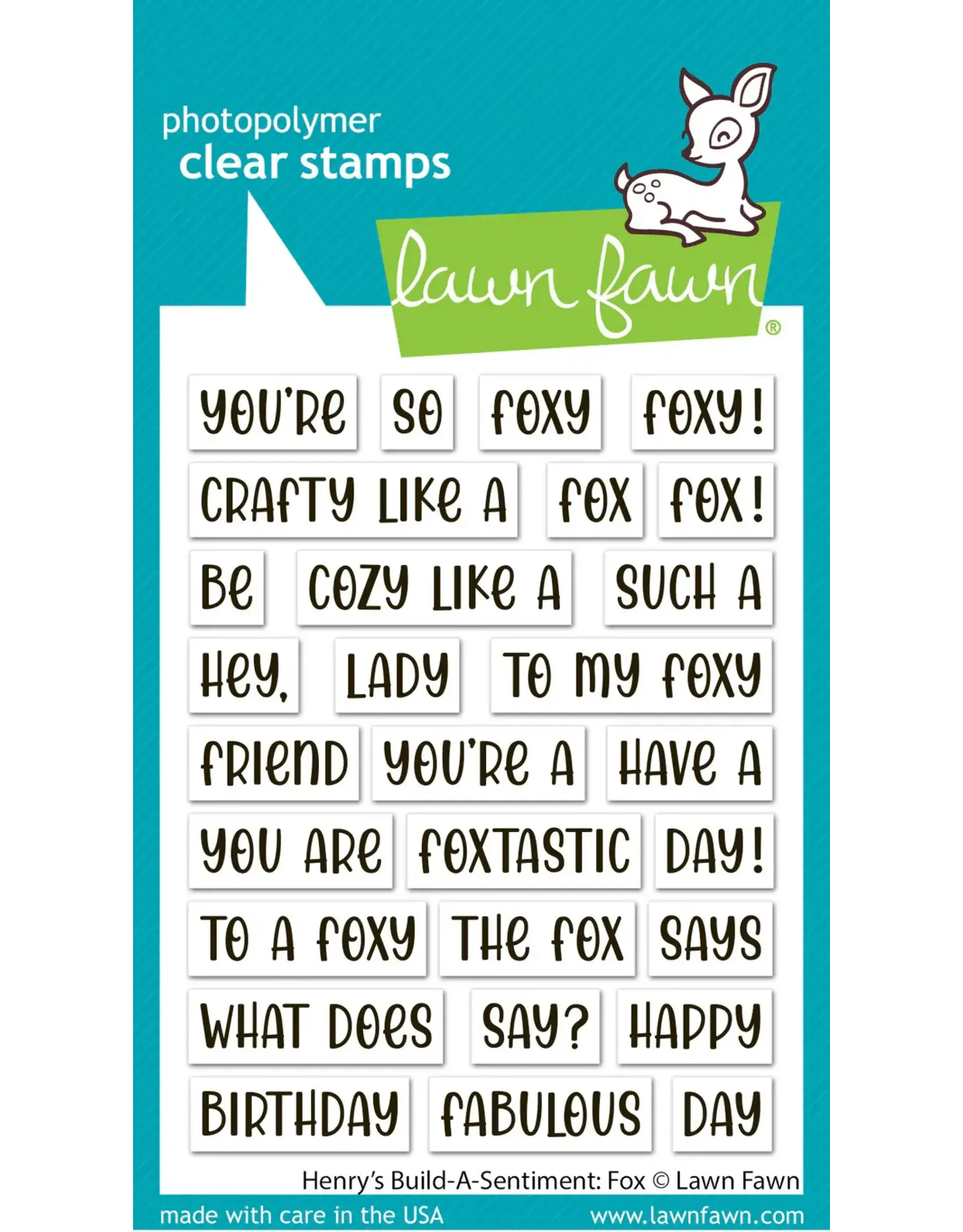 LAWN FAWN LAWN FAWN HENRY'S BUILD-A-SENTIMENT: FOX CLEAR STAMP SET