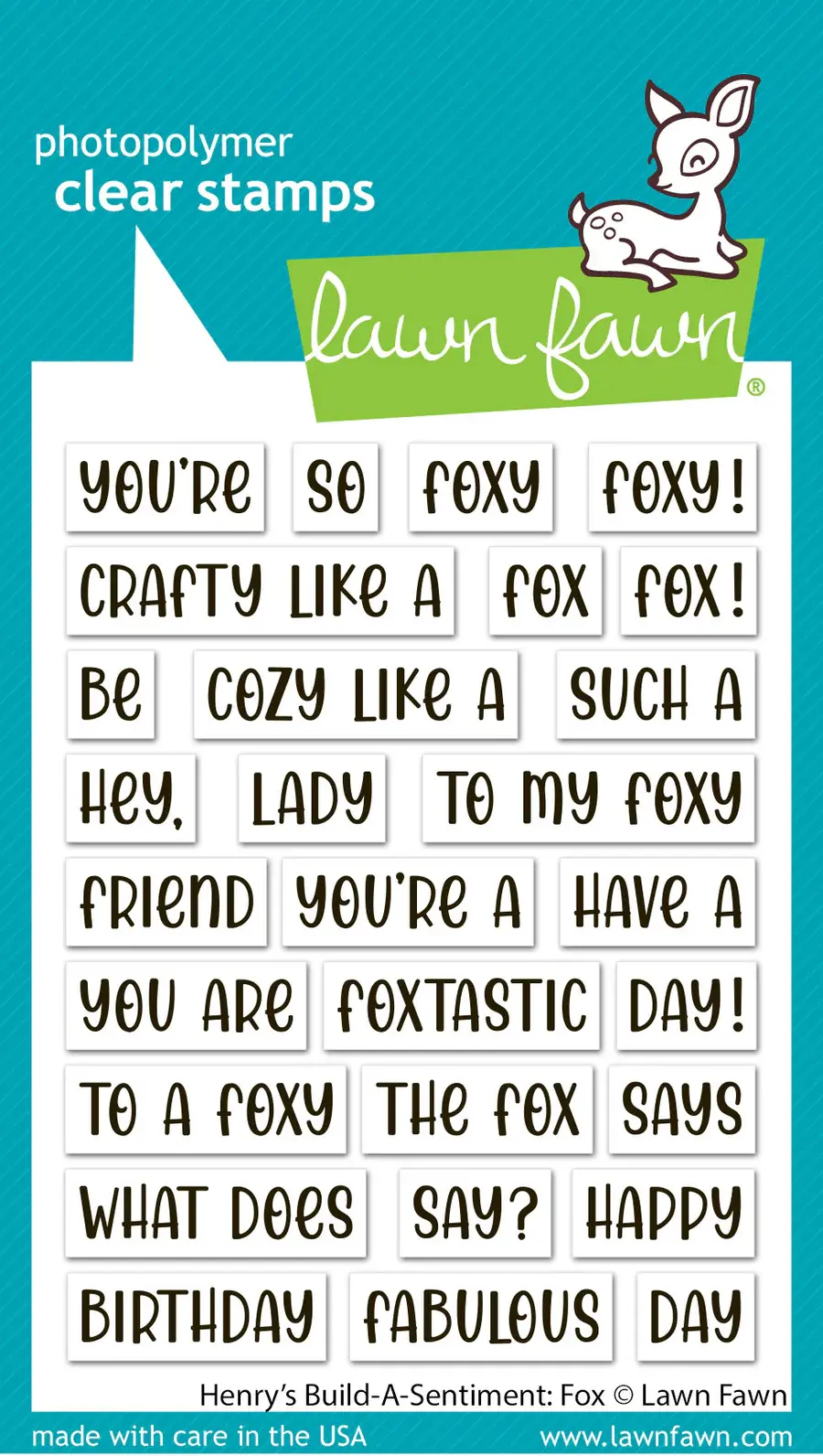 LAWN FAWN LAWN FAWN HENRY'S BUILD-A-SENTIMENT: FOX CLEAR STAMP SET