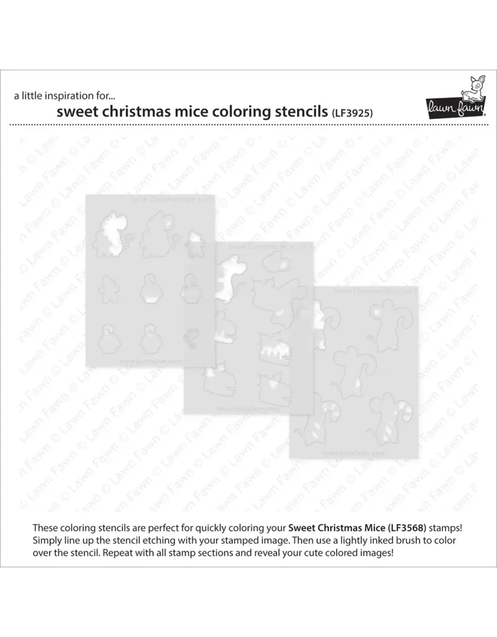 LAWN FAWN LAWN FAWN SWEET CHRISTMAS MICE COLORING STENCIL 3/PK
