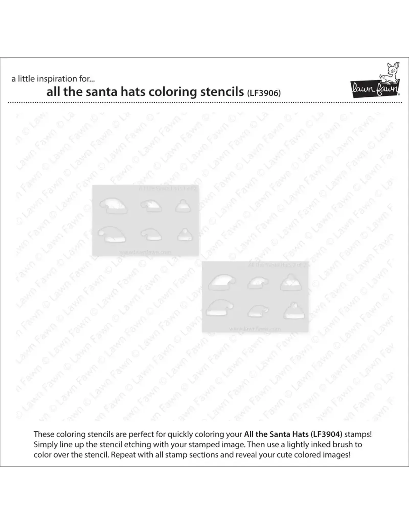 LAWN FAWN LAWN FAWN ALL THE SANTA HATS COLORING STENCIL 2/PK