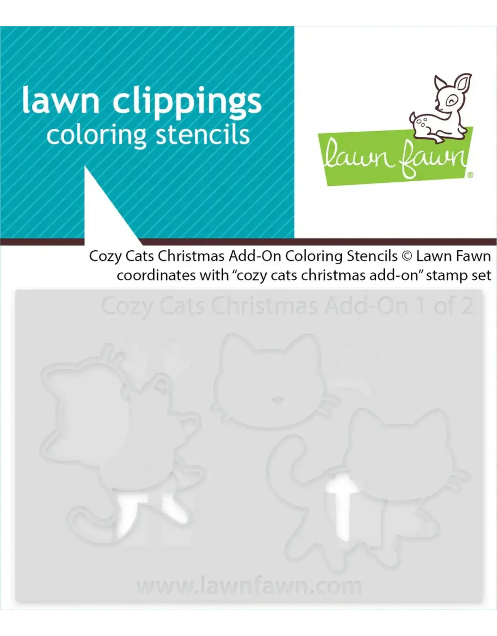 LAWN FAWN LAWN FAWN COZY CATS CHRISTMAS ADD-ON COLORING STENCIL 2/PK