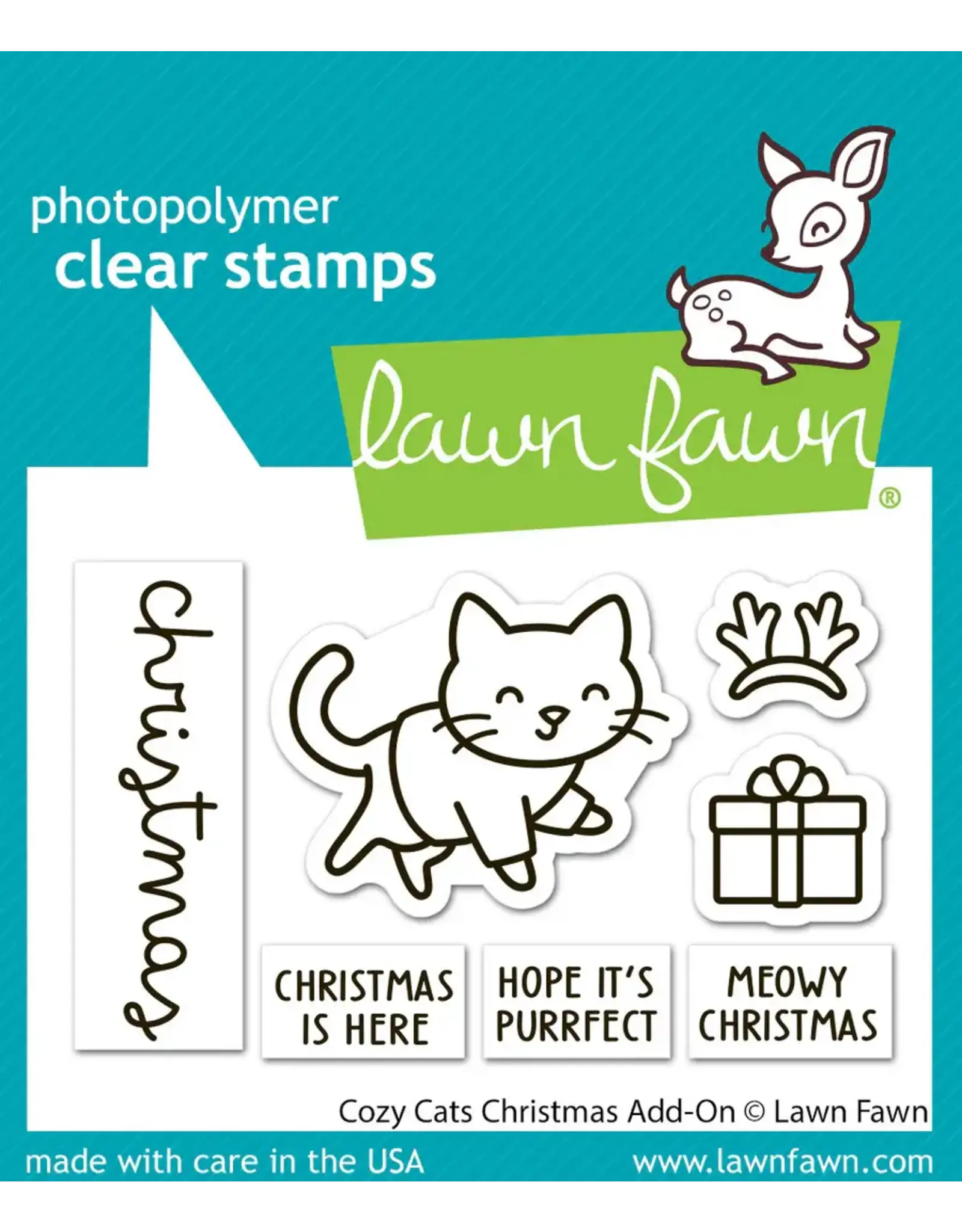 LAWN FAWN LAWN FAWN COZY CATS CHRISTMAS ADD-ON CLEAR STAMP SET