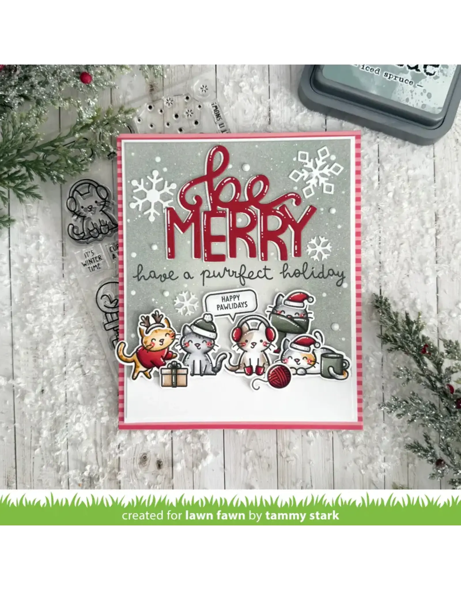 LAWN FAWN LAWN FAWN COZY CATS CHRISTMAS ADD-ON CLEAR STAMP SET