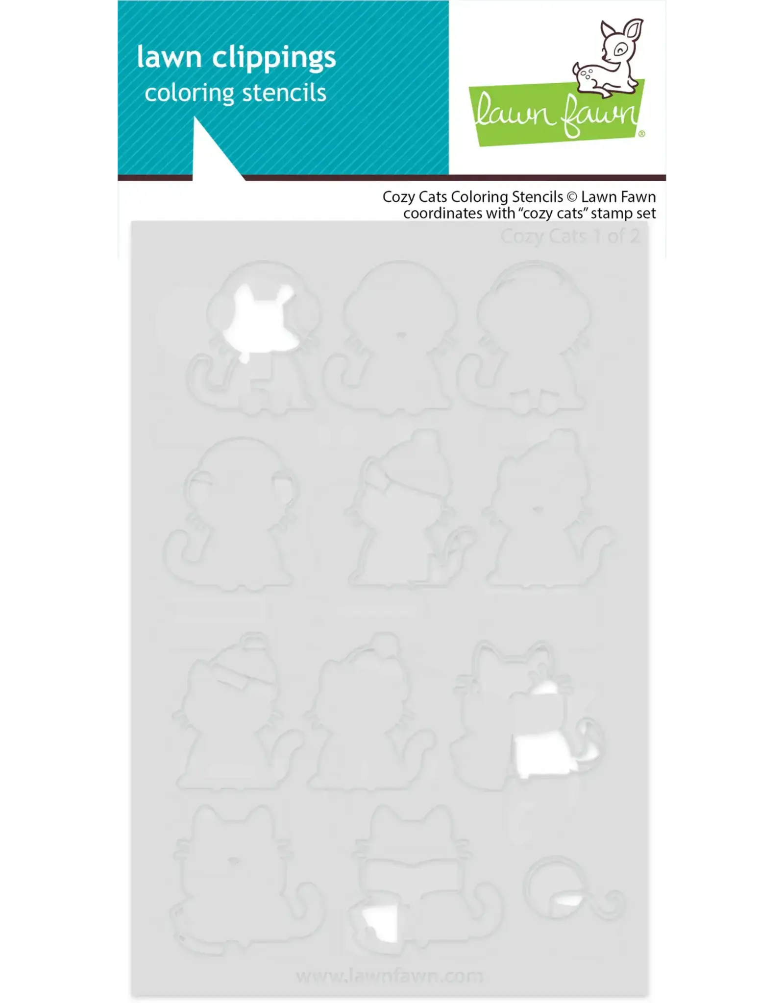 LAWN FAWN LAWN FAWN COZY CATS COLORING STENCIL 2/PK