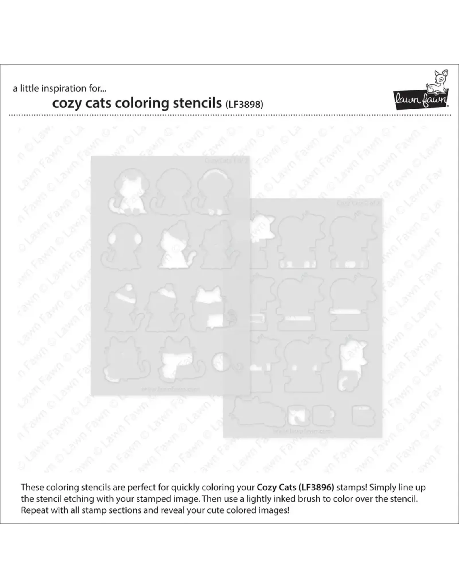 LAWN FAWN LAWN FAWN COZY CATS COLORING STENCIL 2/PK