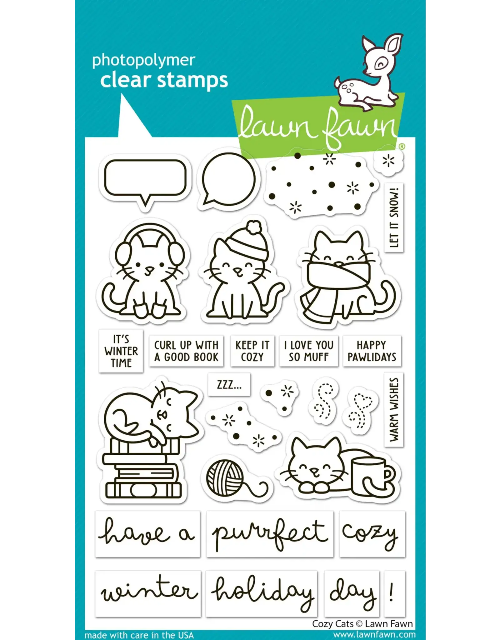 LAWN FAWN LAWN FAWN COZY CATS CLEAR STAMP SET