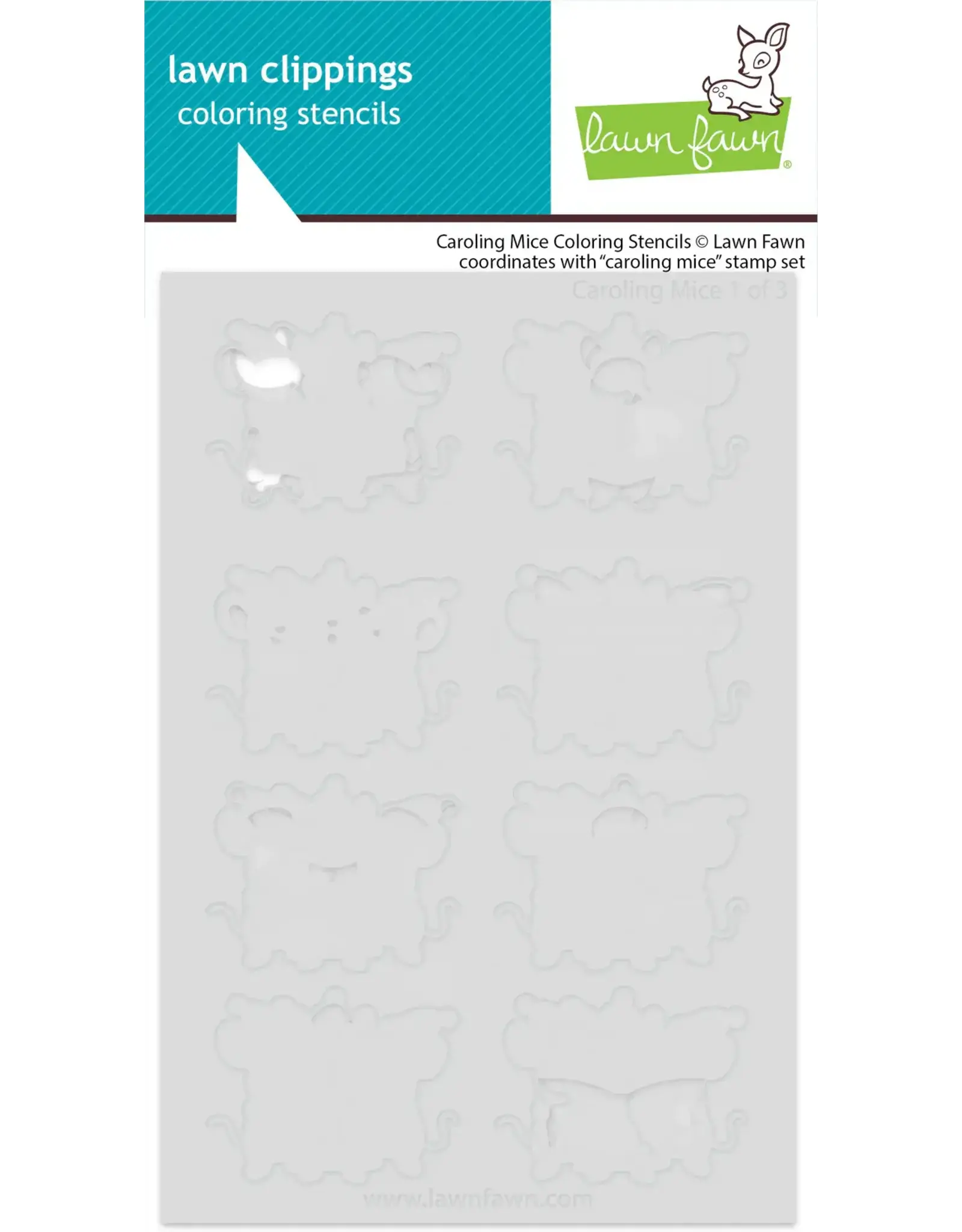 LAWN FAWN LAWN FAWN CAROLING MICE COLORING STENCIL 3/PK