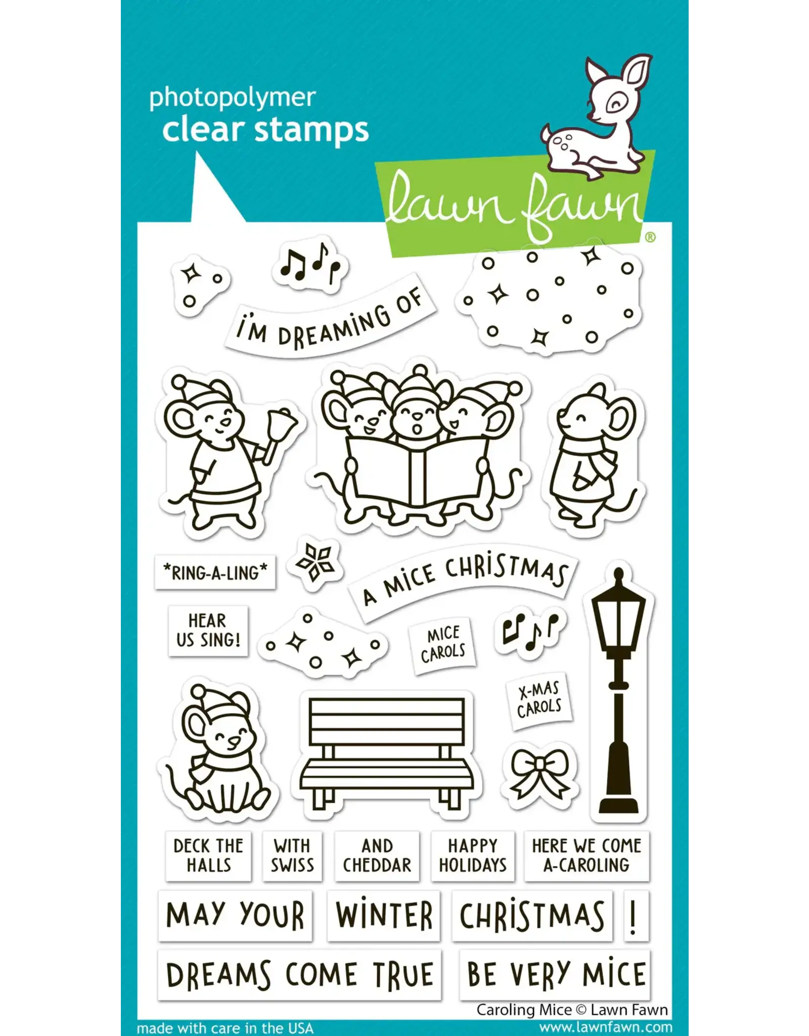 LAWN FAWN LAWN FAWN CAROLING MICE CLEAR STAMP SET