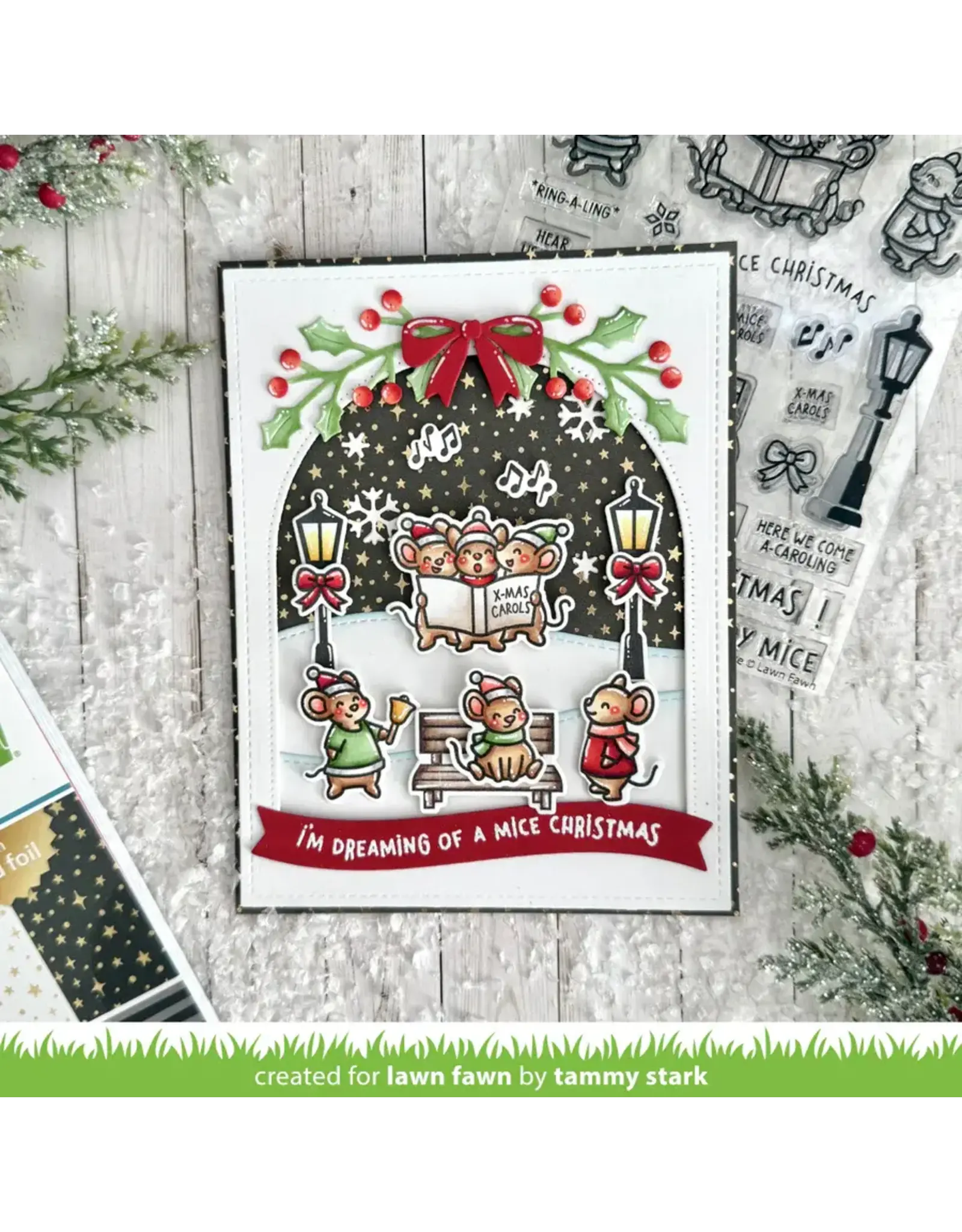 LAWN FAWN LAWN FAWN CAROLING MICE CLEAR STAMP SET