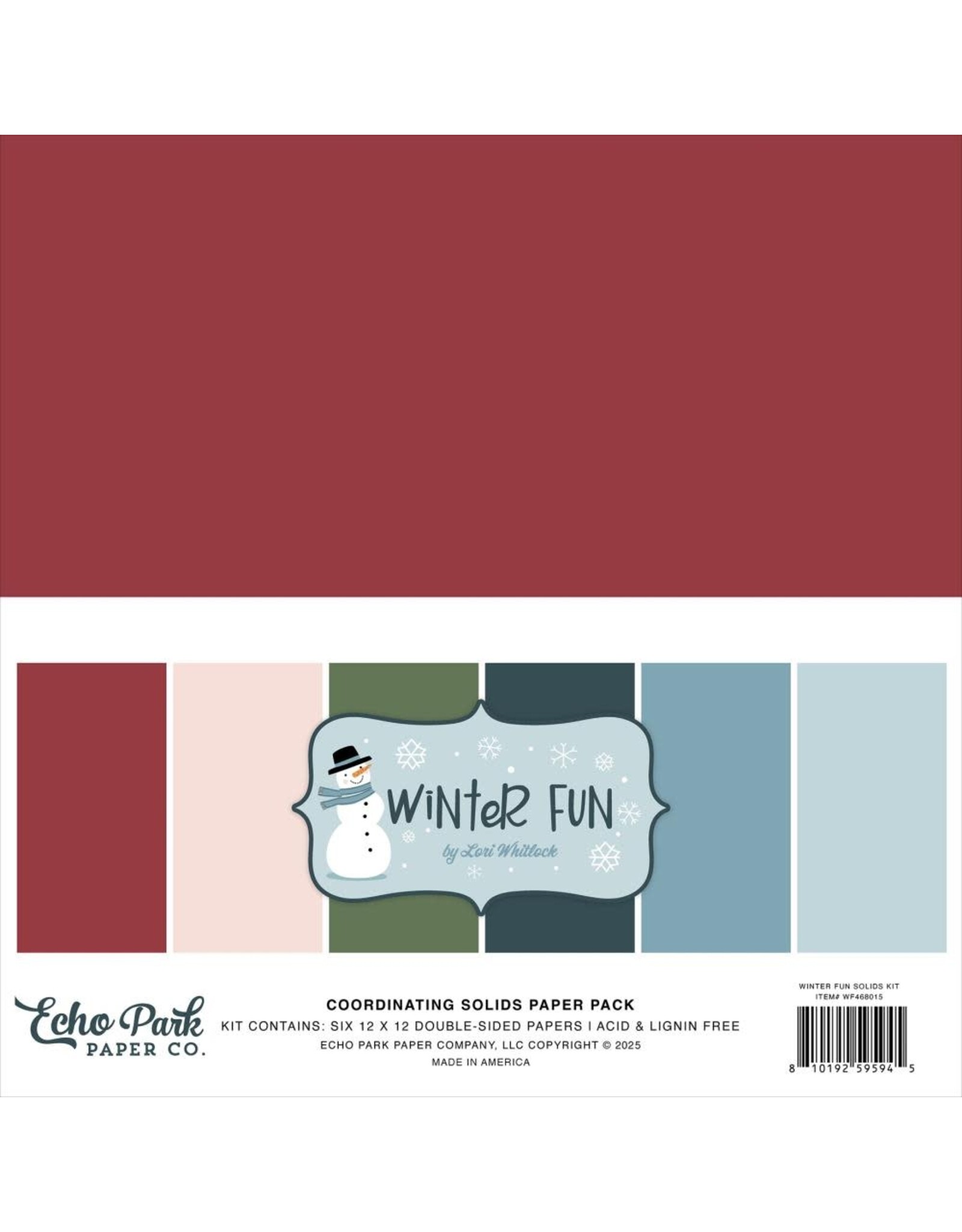 ECHO PARK PAPER ECHO PARK WINTER FUN 12x12 SOLIDS PAPER PACK