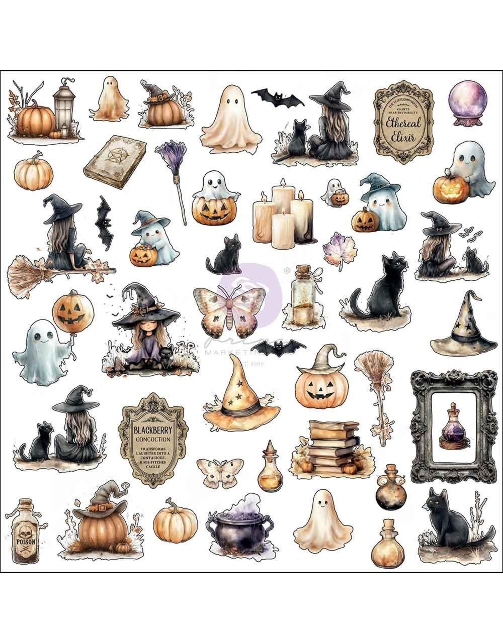 PRIMA PRIMA BEWITCHED BOO-TIFUL BITS EPHEMERA DIE-CUTS 94/PK