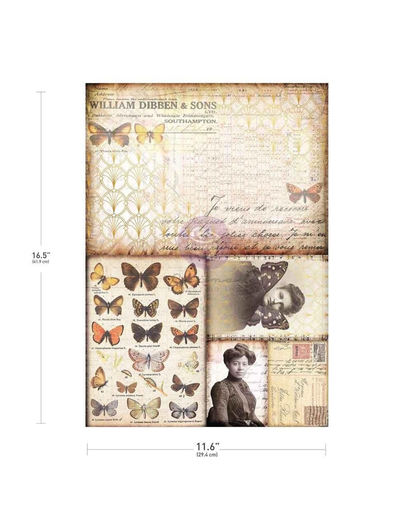 PRIMA PRIMA FINNABAIR SOUTHHAMPTON BUTTERFLIES A3 DECOUPAGE PAPER