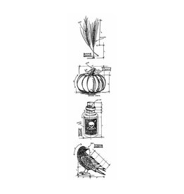 STAMPERS ANONYMOUS STAMPERS ANONYMOUS TIM HOLTZ HALLOWEEN #2 MINI BLUEPRINTS STRIP 3x10 CLING STAMP SET