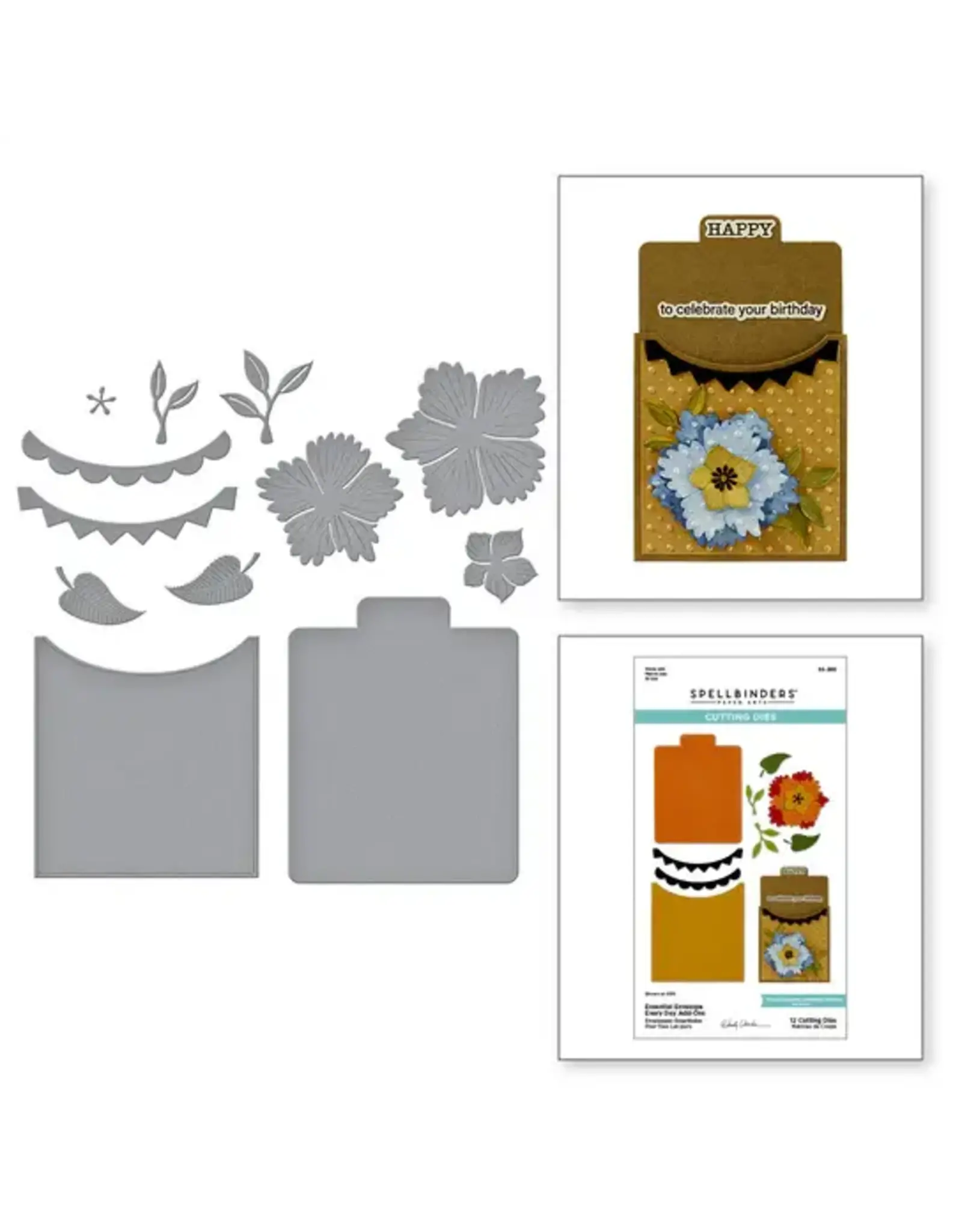 SPELLBINDERS SPELLBINDERS WENDY VECCHI TABBED CLASSICS COLLECTION ESSENTIAL ENVELOPE EVERY DAY ADD-ONS ETCHED DIE SET