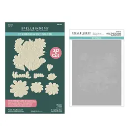 SPELLBINDERS SPELLBINDERS WENDY VECCHI TABBED CLASSICS COLLECTION THANK YOU BOUQUET 3D EMBOSSING FOLDER AND STENCIL
