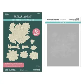 SPELLBINDERS SPELLBINDERS WENDY VECCHI TABBED CLASSICS COLLECTION THANK YOU BOUQUET 3D EMBOSSING FOLDER AND STENCIL