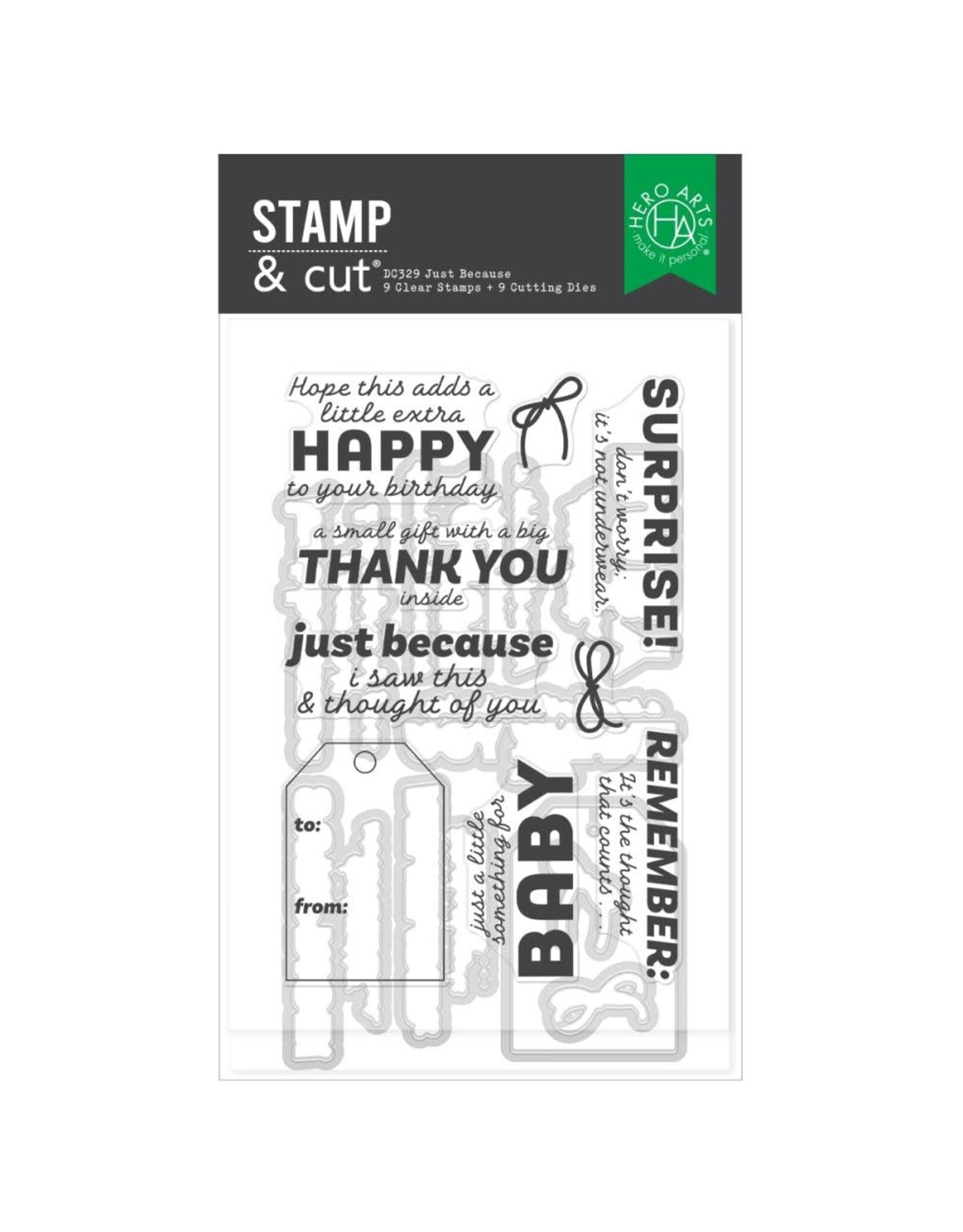 HERO ARTS HERO ARTS BEST GIFT EVER COLLECTION JUST BECAUSE CLEAR STAMP AND DIE SET