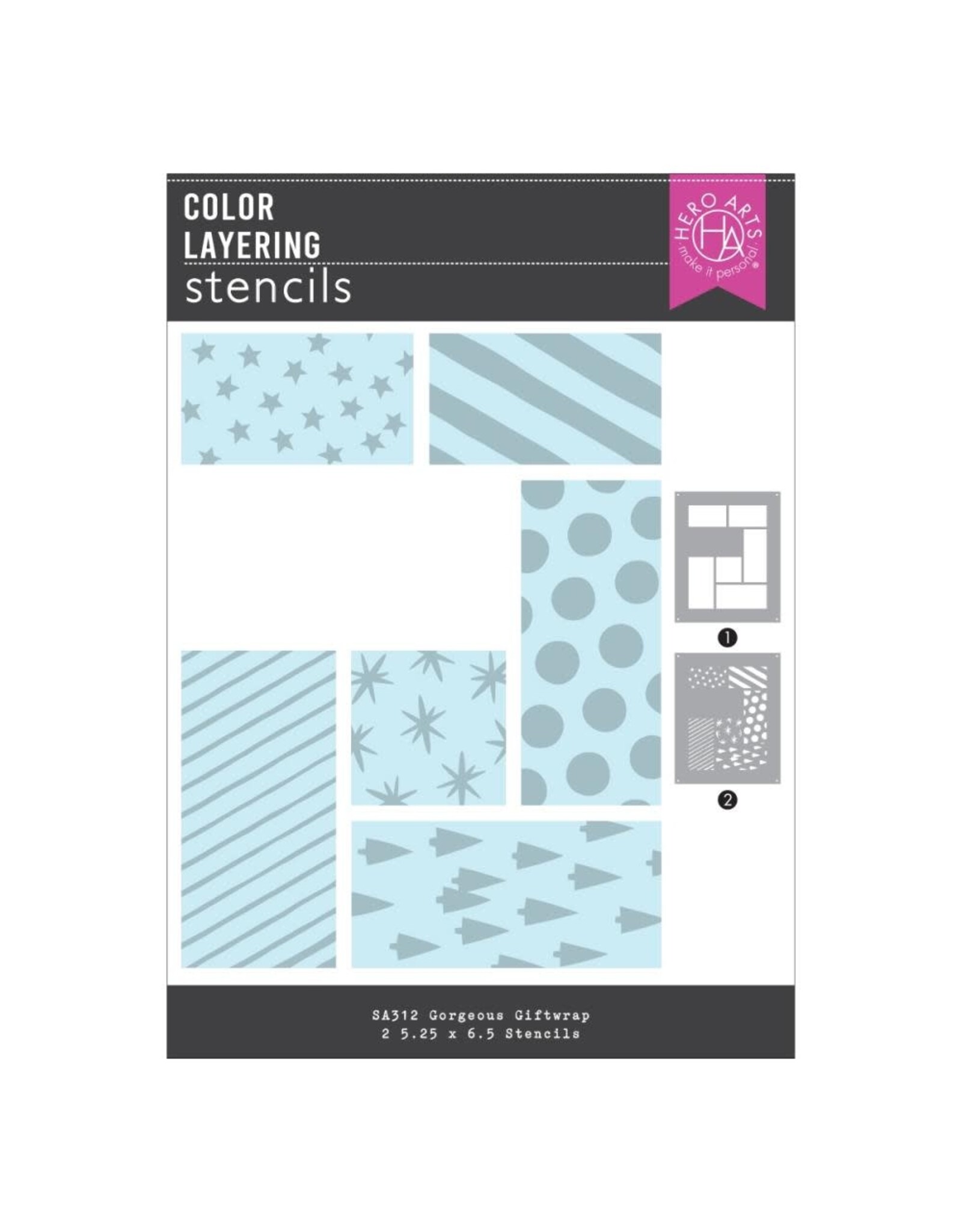 HERO ARTS HERO ARTS BEST GIFT EVER COLLECTION GORGEOUS GIFTWRAP LAYERING STENCIL SET