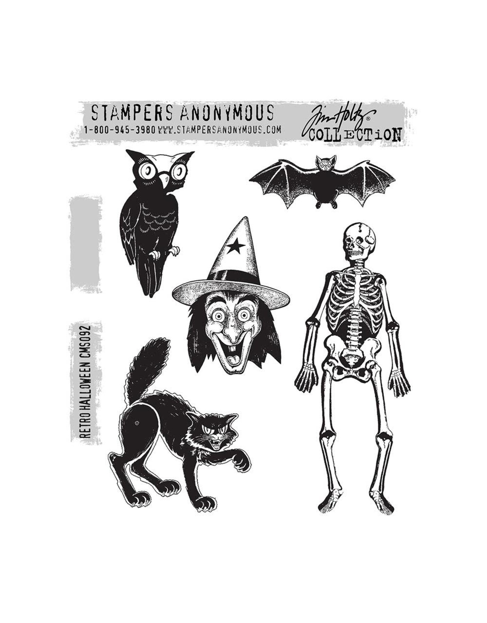STAMPERS ANONYMOUS STAMPERS ANONYMOUS TIM HOLTZ RETRO HALLOWEEN CLING STAMP SET